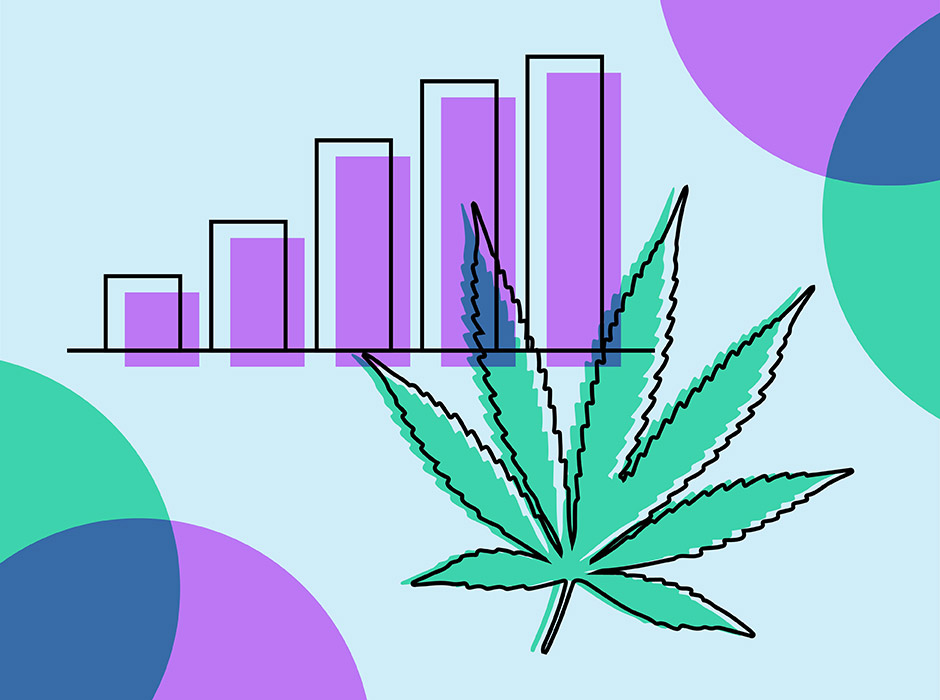 Cannabis Leaf Collage With Marketing Growth Graph